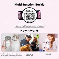 Taghelp detachable safety release buckle prevents choking hazards on the collar.