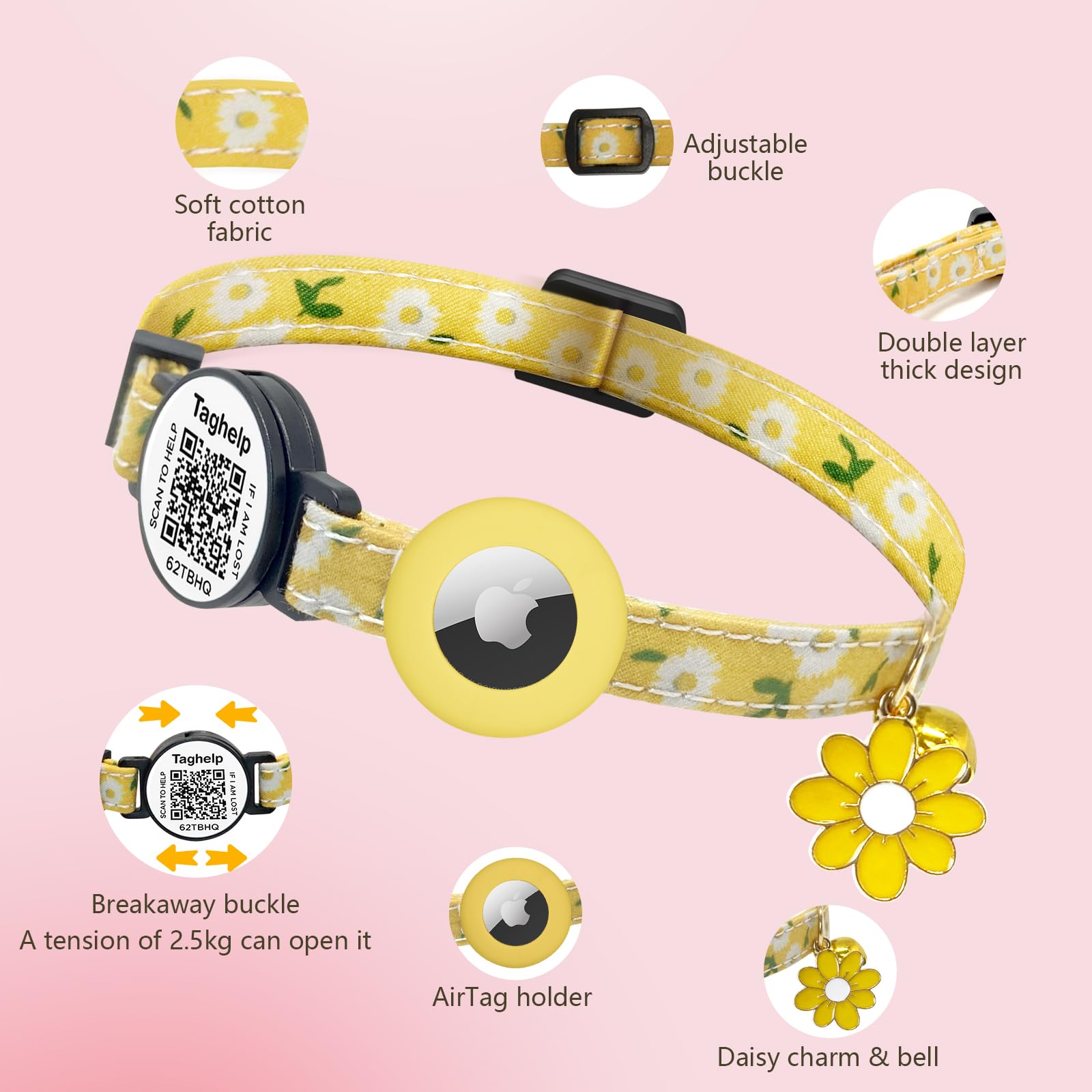 Taghelp lightweight cat collar with bell for comfortable daily wear.