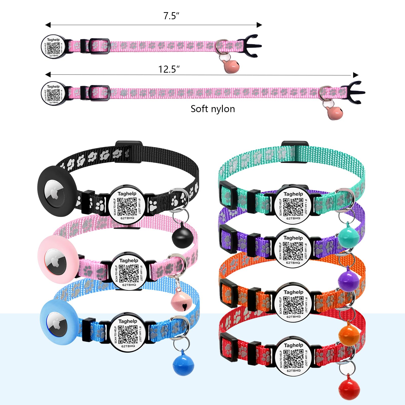 Taghelp night visibility with reflective band on cat collar for safer nights.