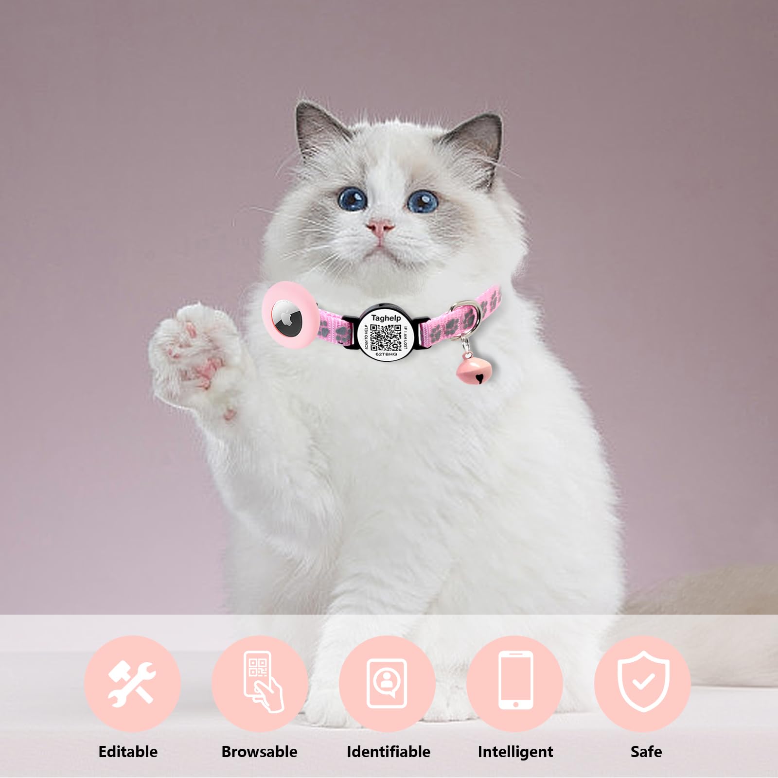 Taghelp soft nylon material provides comfortable all day wear for cats.