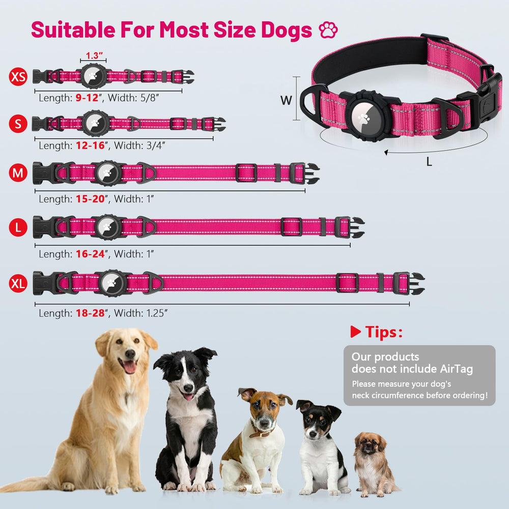 Taglory adjustable XS collar in pink suits small dogs precisely.