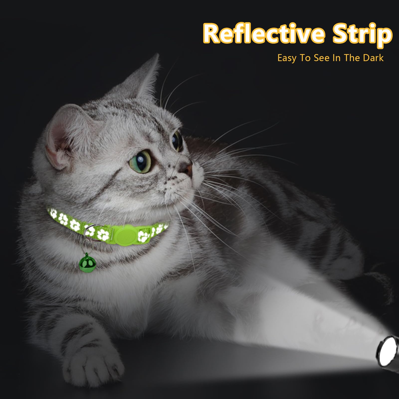 Taglory cat collar bell provides location cue, removable if needed.