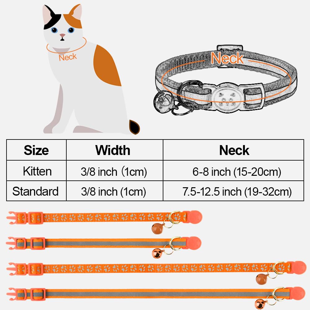 Taglory two-pack includes paw print and strip collars in orange for versatility.