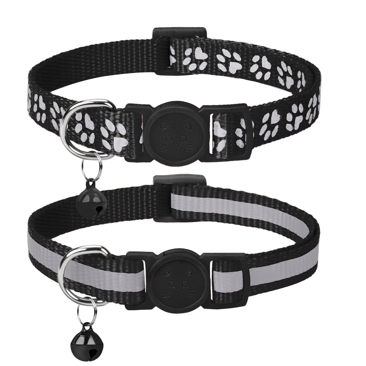 Taglory Kitten Collar Breakaway with Bell paw print design boosts nighttime visibility.