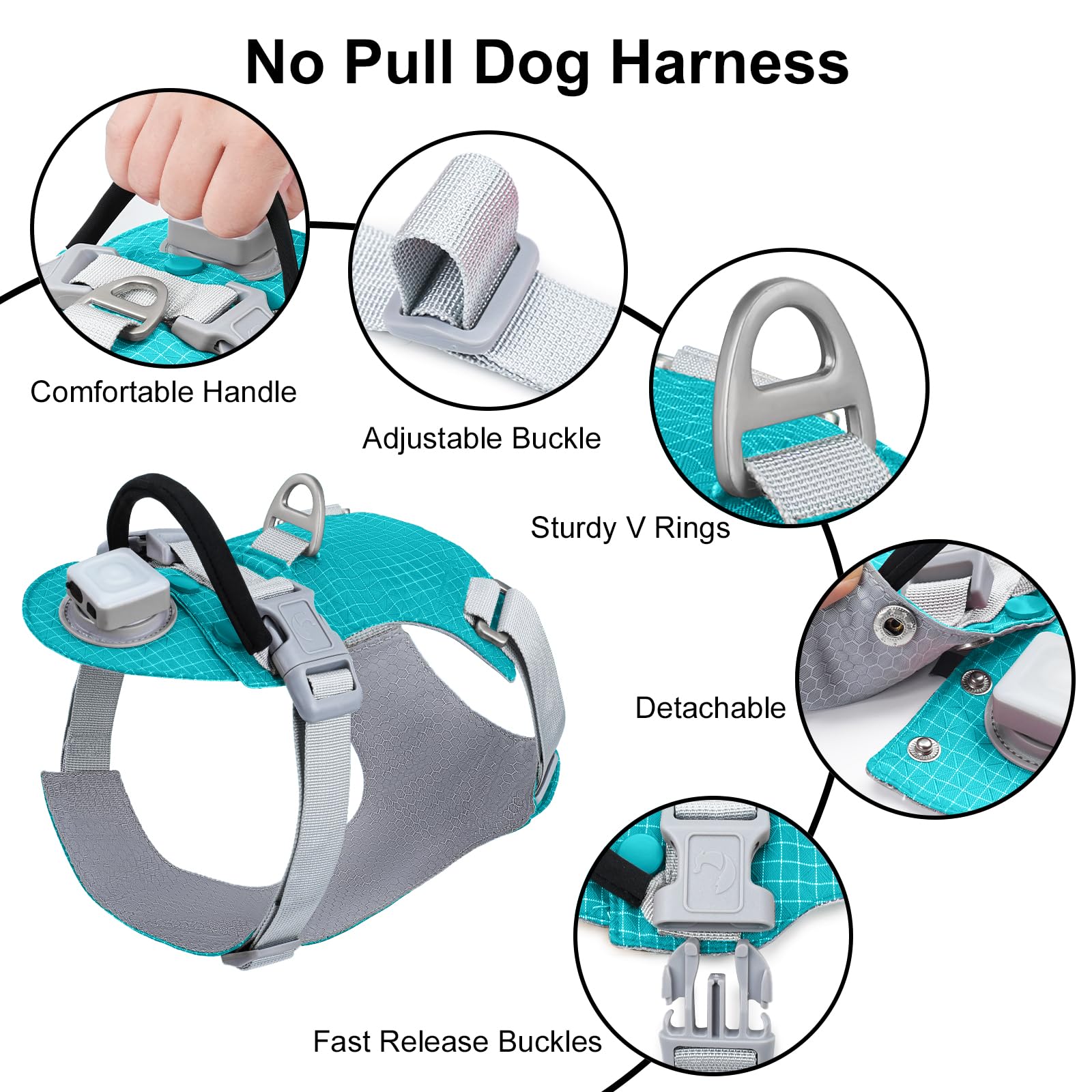 Taglory light-up harness no-pull front clip for training and control.