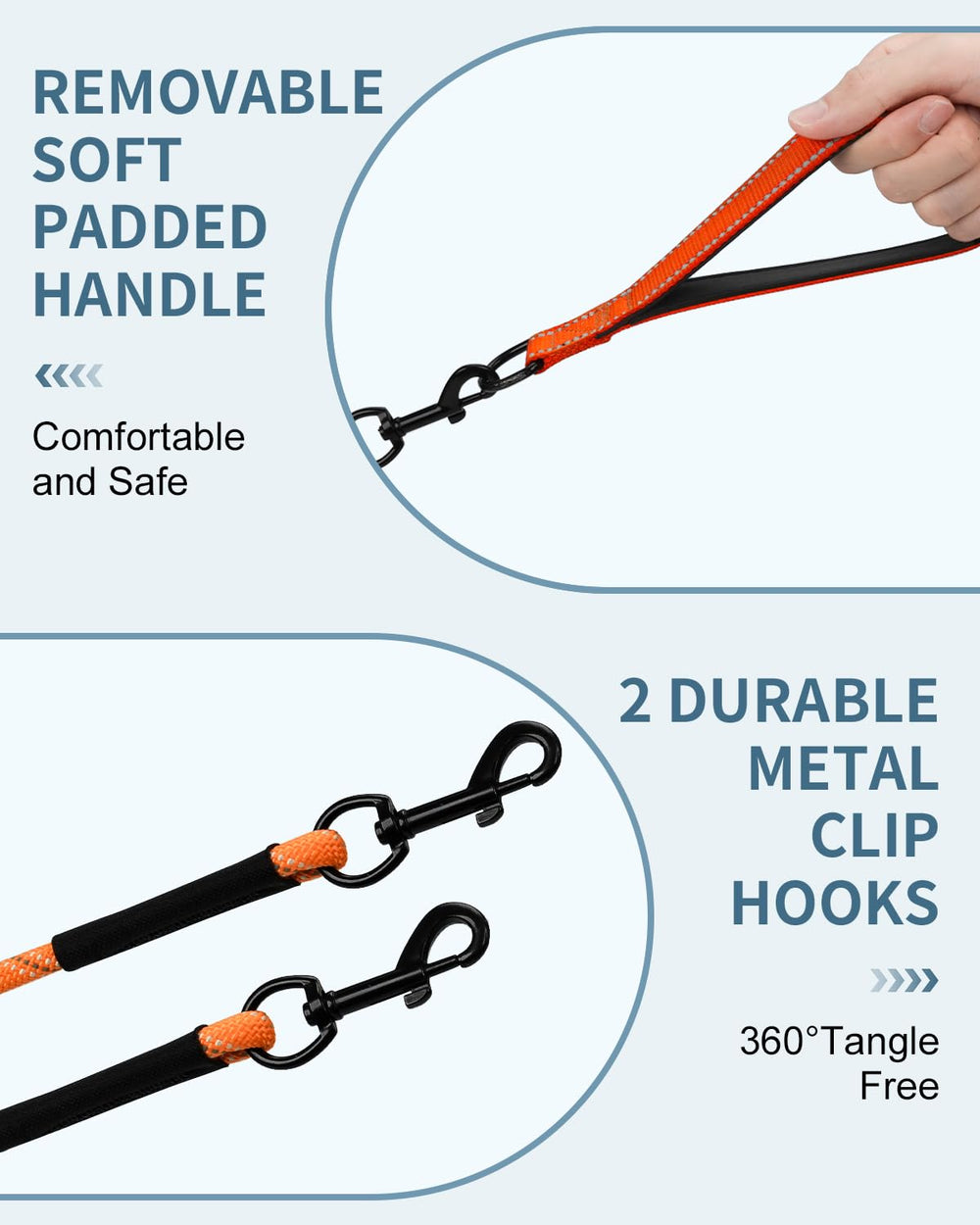 Taglory long training leash shows reflective stitching for night safety and visibility.