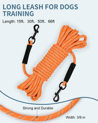 Taglory long training leash features two swivel hooks to reduce tangles during recall.