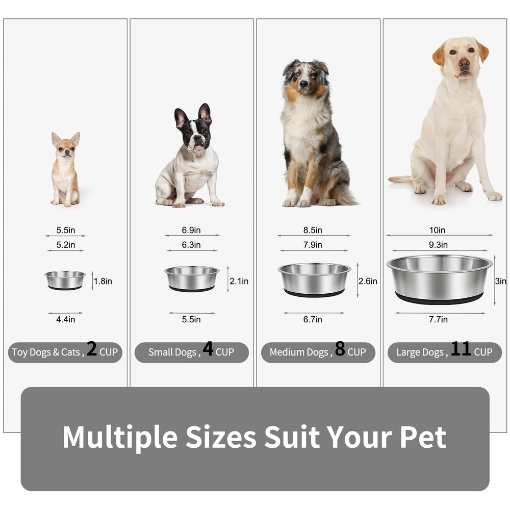 Taglory dog bowls with non-slip silicone base preventing sliding during meals.