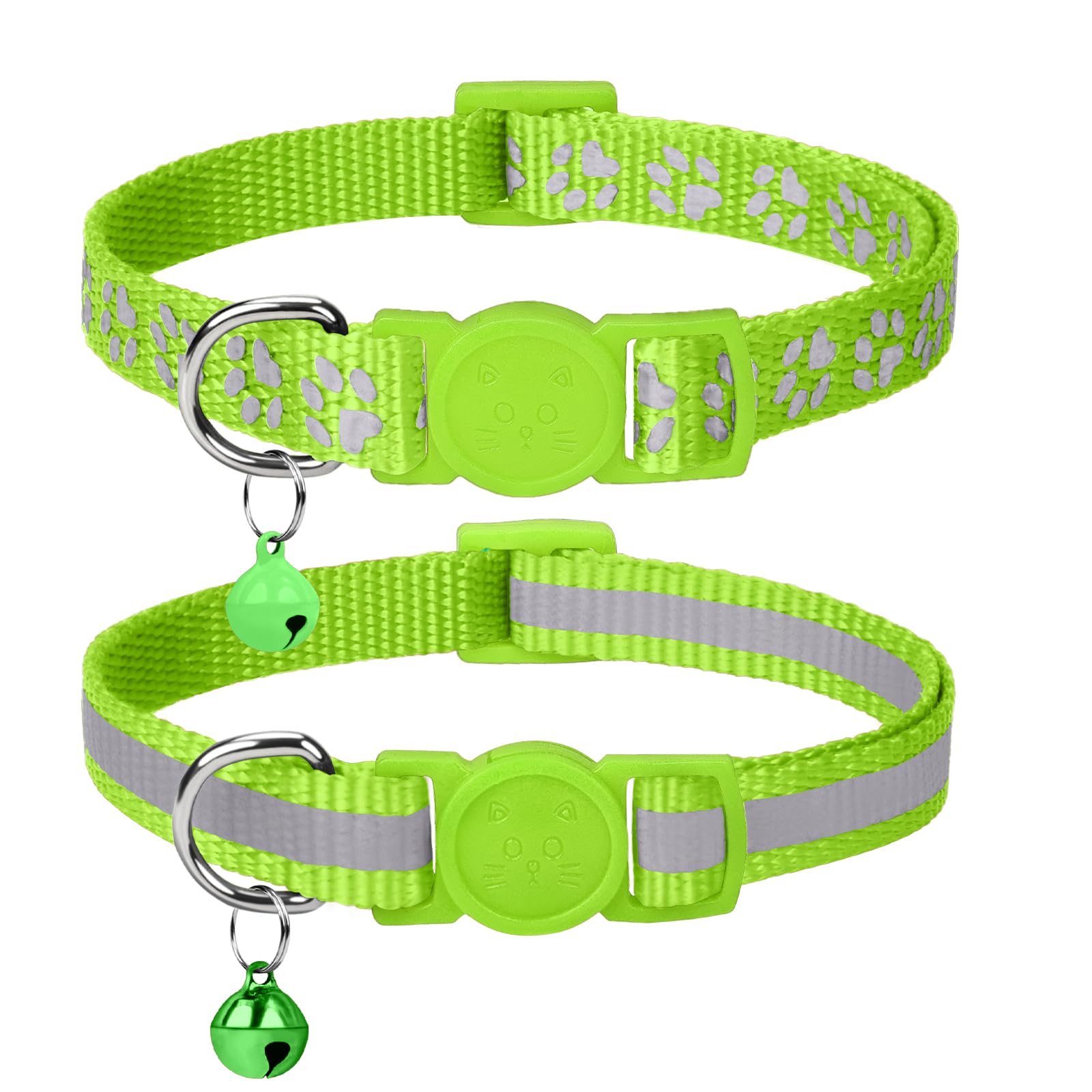 Taglory reflective cat collar paw print 2-pack helps locate your cat at night.