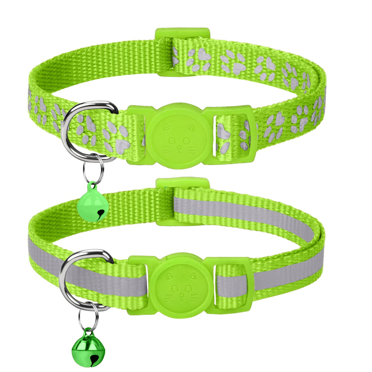Taglory reflective cat collar paw print 2-pack helps locate your cat at night.