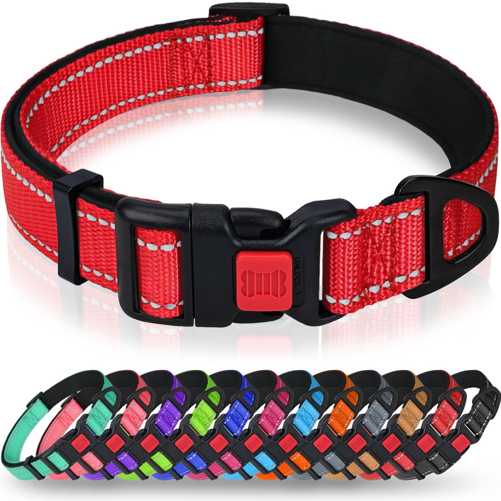 Taglory reflective dog collar with safety buckle keeps dogs visible during dusk walks