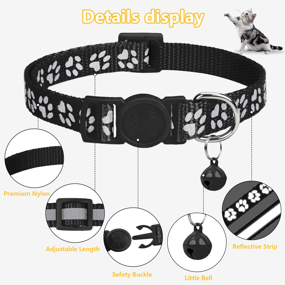 Taglory Reflective Paw Print Collar enhances night-time visibility for quick spotting.