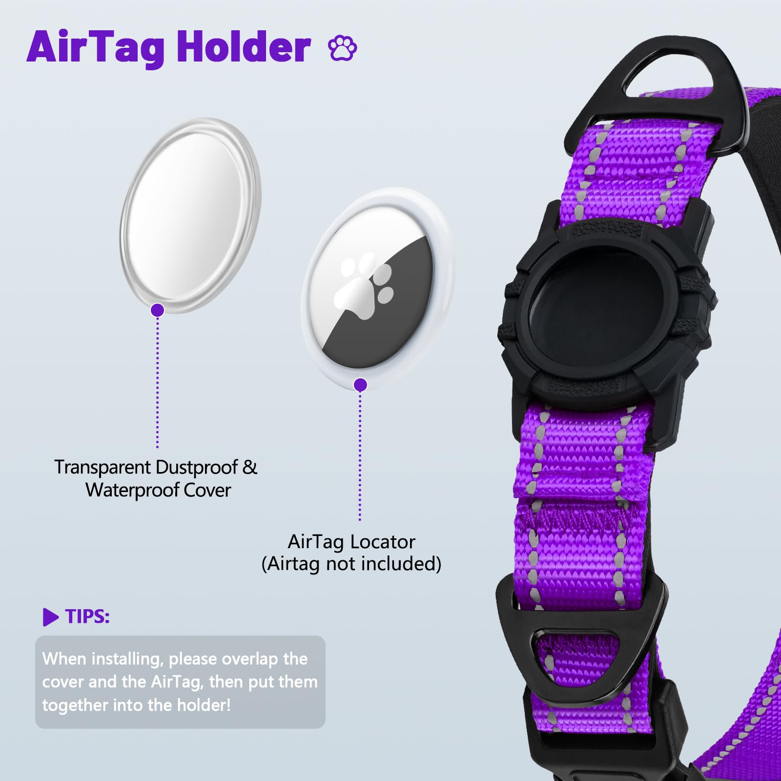 Taglory reflective-strips-dog-collar-purple boosts night visibility for safer evening strolls.
