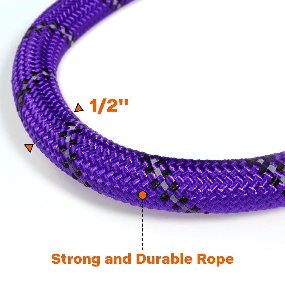 Taglory Rope Dog Leash 360-swivel-clasp reduces twisting during walks and runs.