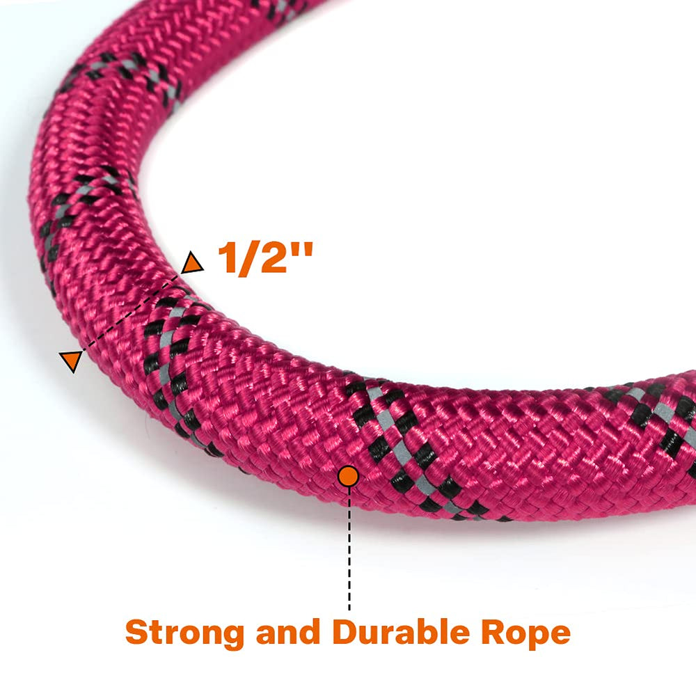 Taglory rope dog leash features 360° swivel clasp to prevent twisting.