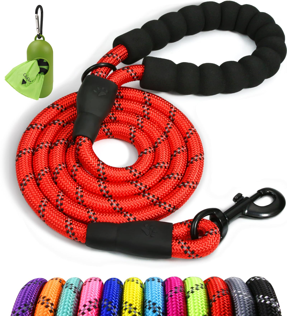 Taglory rope dog leash with padded handle for comfortable walks.