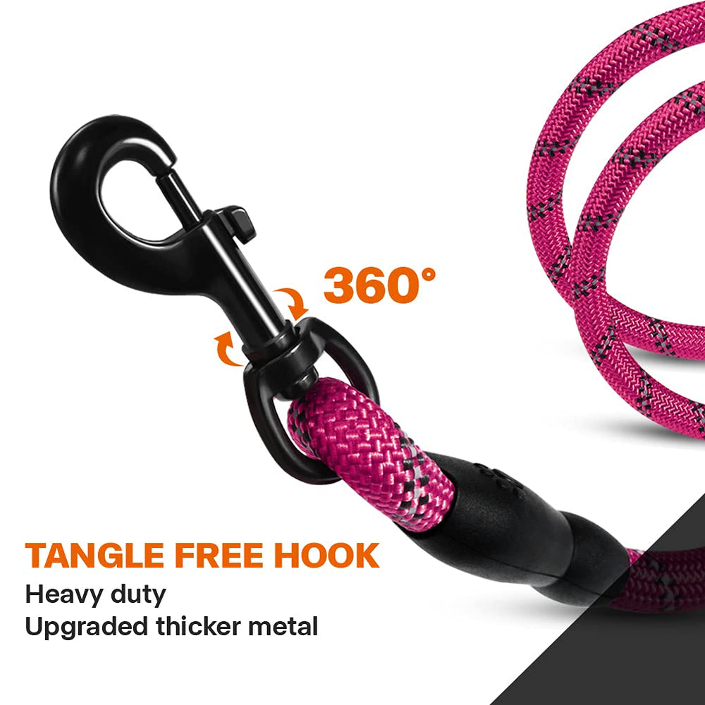 Taglory hotpink rope dog leash 6ft color highlight for bold style during walks.