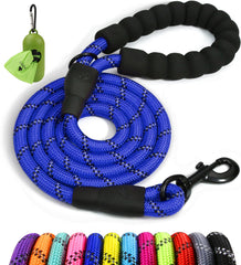 Taglory rope dog leash 6ft navyblue padded handle for comfortable grip.