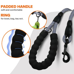 Taglory rope dog leash closeup of padded handle reduces rope burn risk