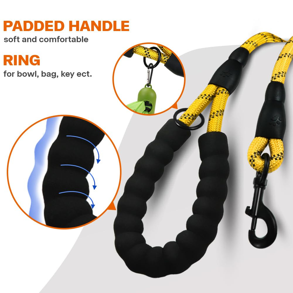 Taglory Rope Dog Leash 360-swivel-clasp prevents twisting during hikes.