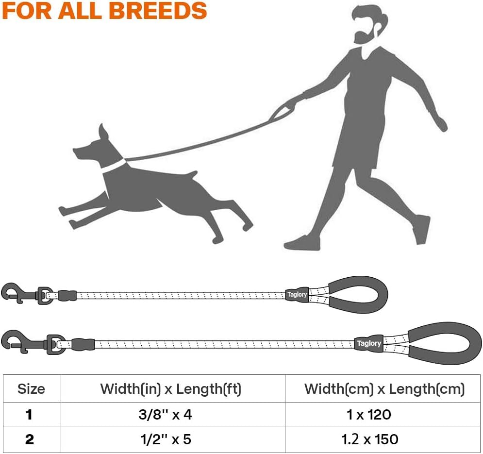 Taglory Rope Dog Leash comfortable grip for steady control