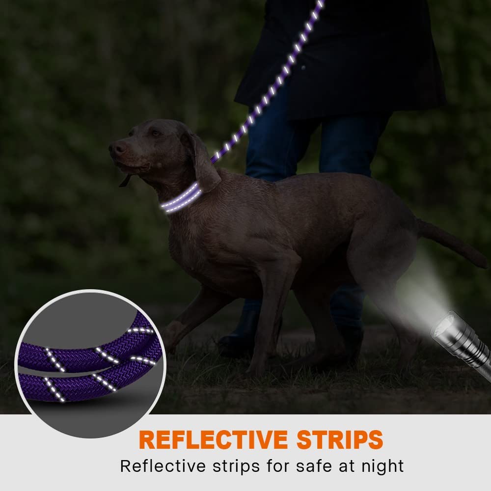 Taglory Rope Dog Leash foam-padded handle offers hands-free, comfortable grip during active outings.