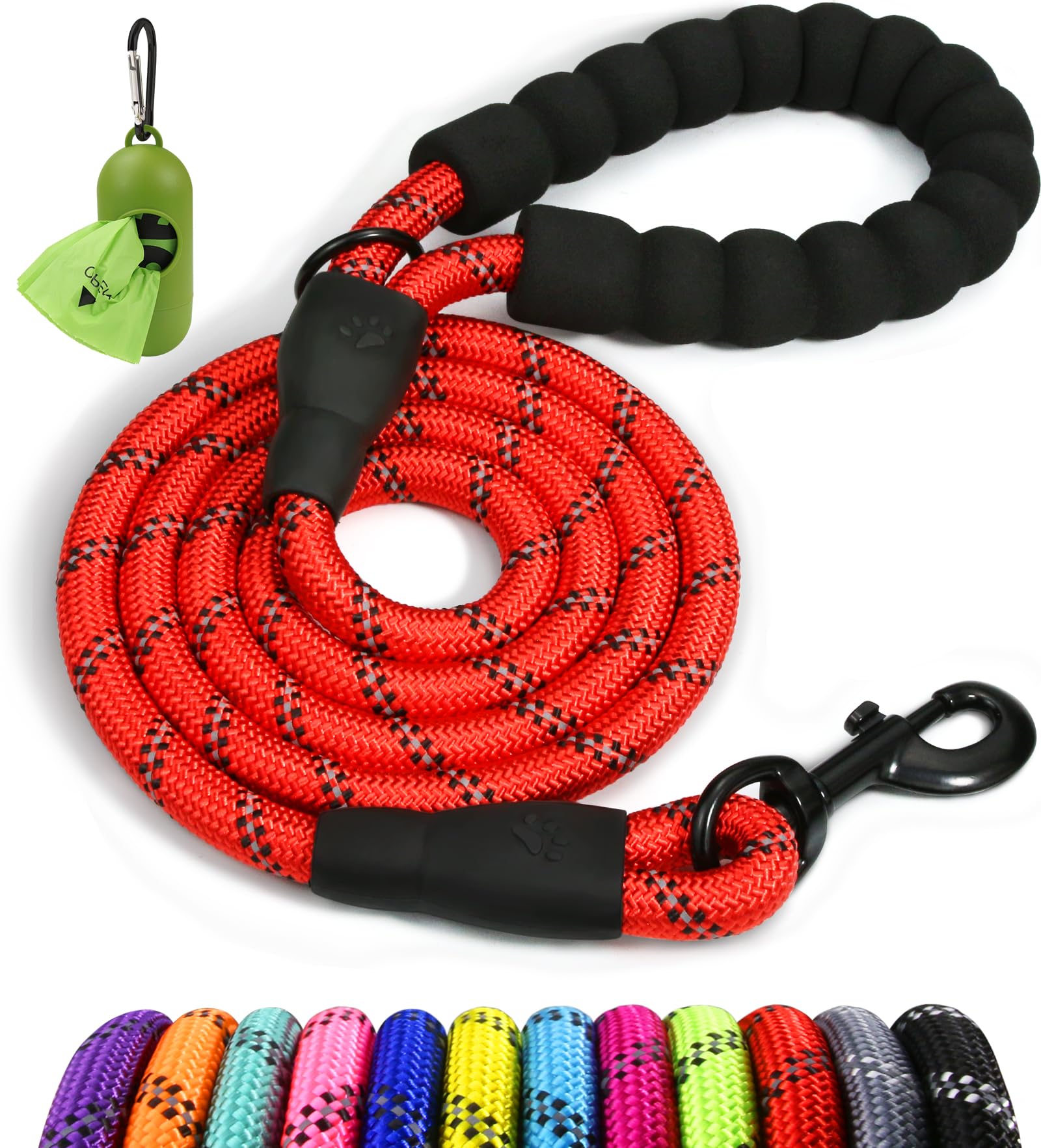 Taglory rope dog leash padded-handle offers a comfortable grip for long walks.
