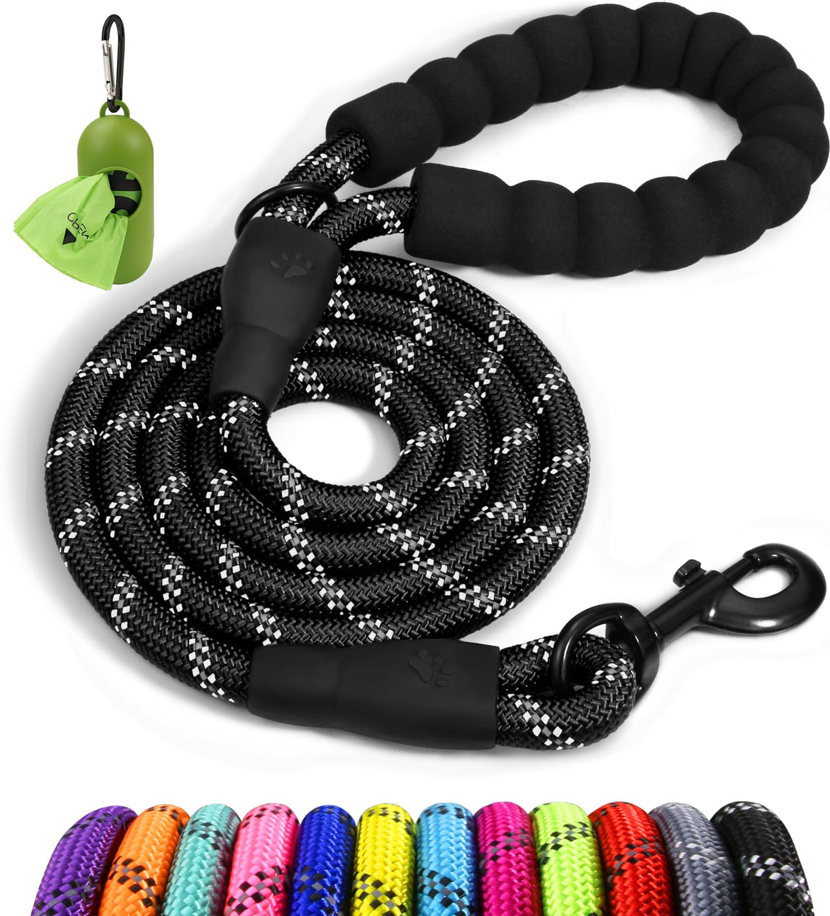 Taglory Rope Dog Leash with padded handle for comfortable grip on long walks.