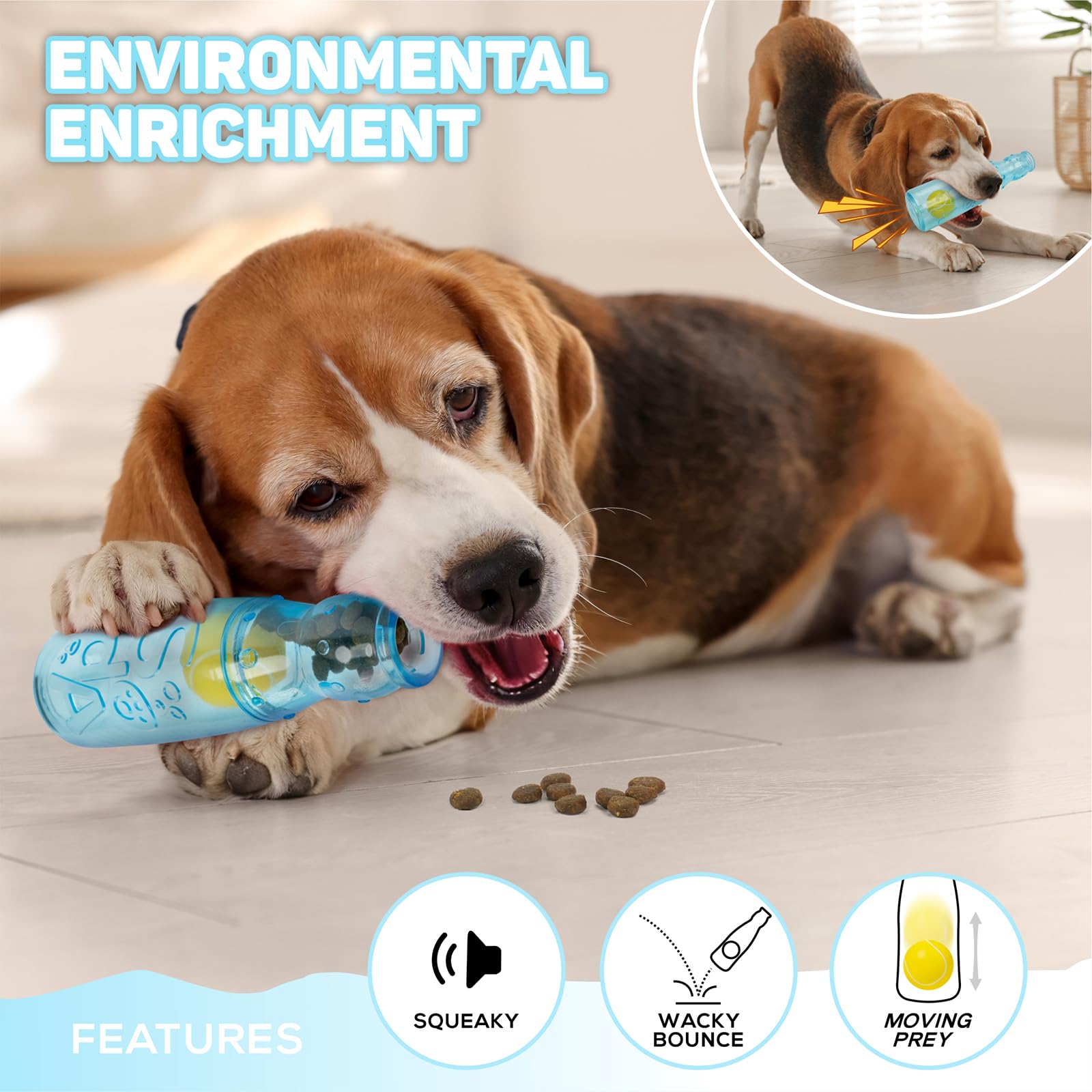 TagME ball-in-bottle design in action supports fetch and interactive play.