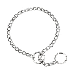 TagME chain choke collar close-up reveals durable alloy steel for training.