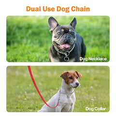 TagME chain choke collar weatherproof chrome coating resists rust on outdoor walks.