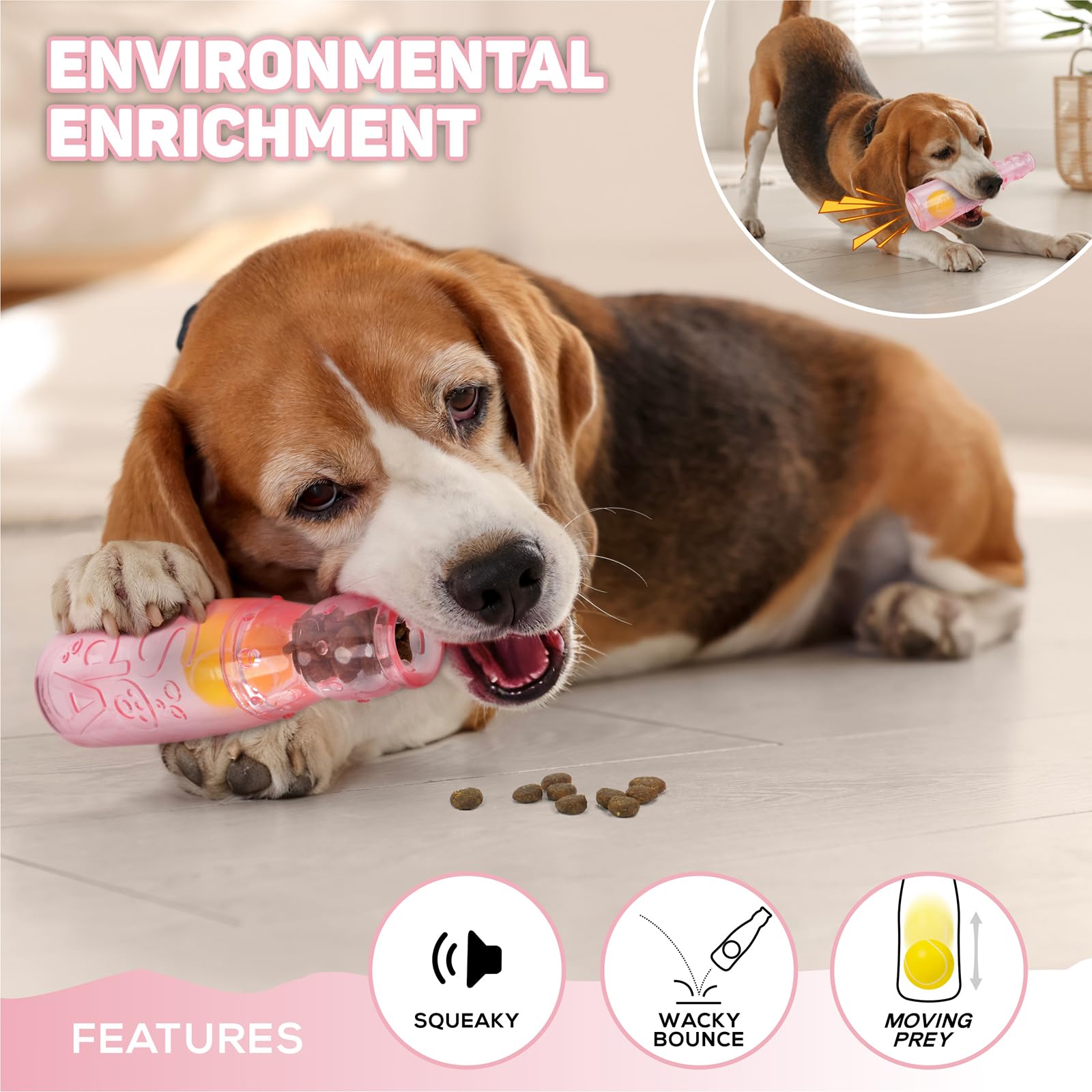 TagME dog toy with flexible TPR close-up for gentle teeth massage