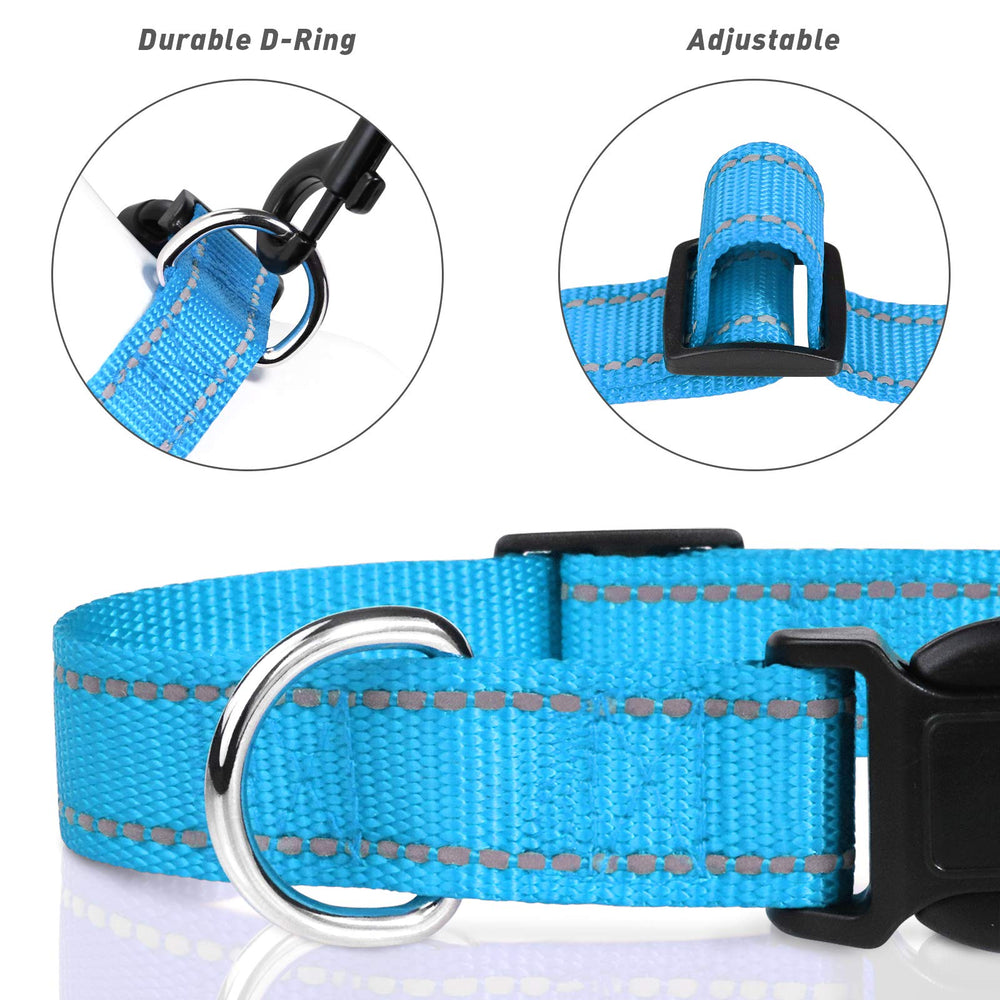TagME quick-release buckle on dog collar for easy one-handed use.