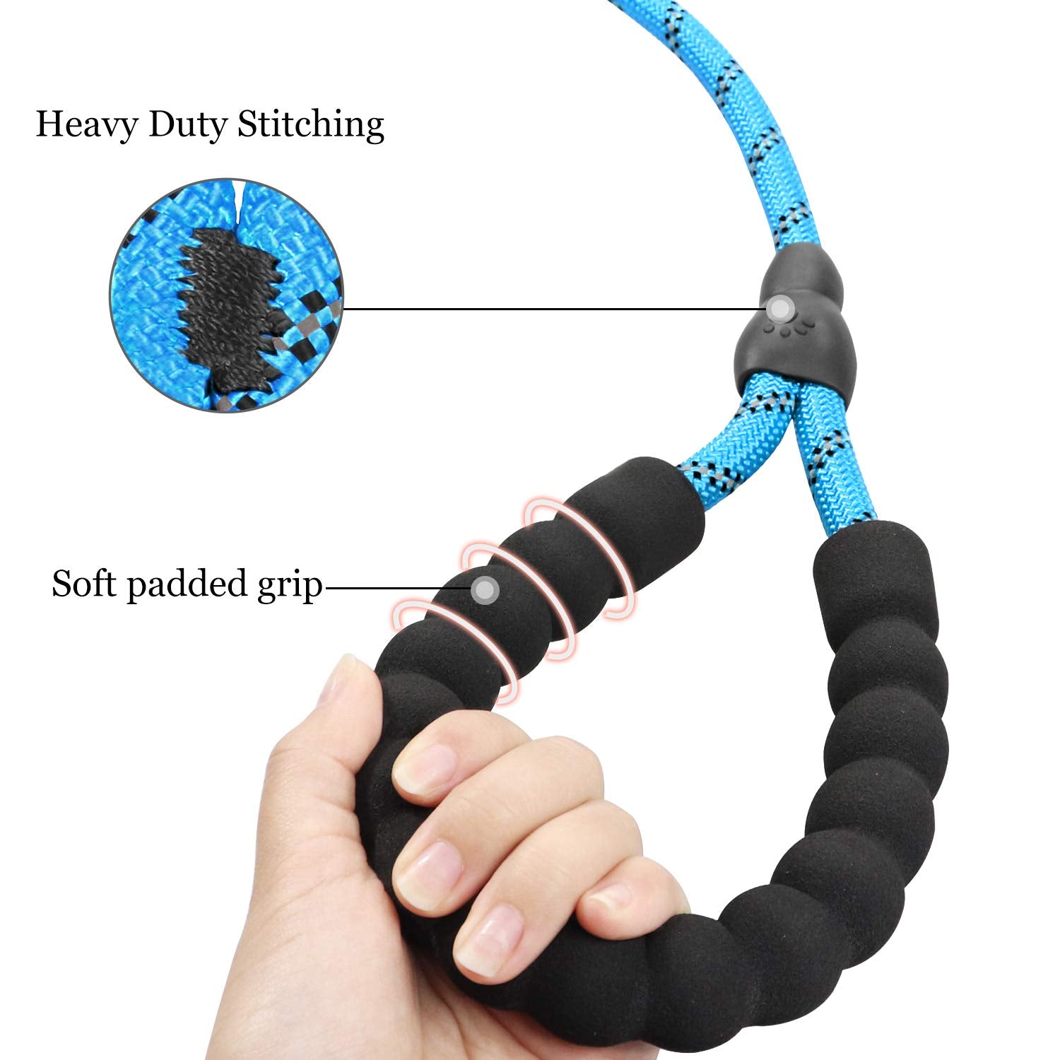 TagME slip lead blue reflective thread aids safer night walks