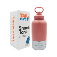 Tail Depot Snack Tank bottle cap shows leak-proof design for on-the-go hydration.