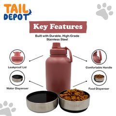 Tail Depot Snack Tank water chamber highlighting BPA-free construction for outdoor use.