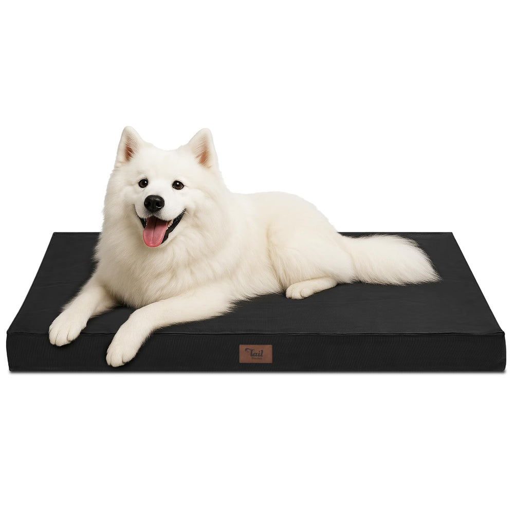 Tail Stories outdoor large washable dog bed front view shows spacious comfort for big dogs