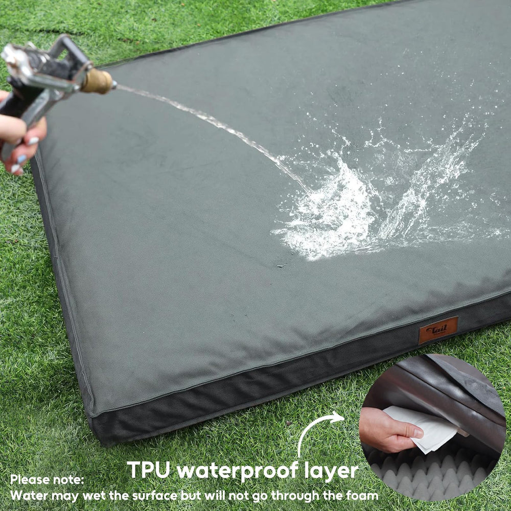 Tail Stories grey removable cover image shows machine-washable design for quick cleanups