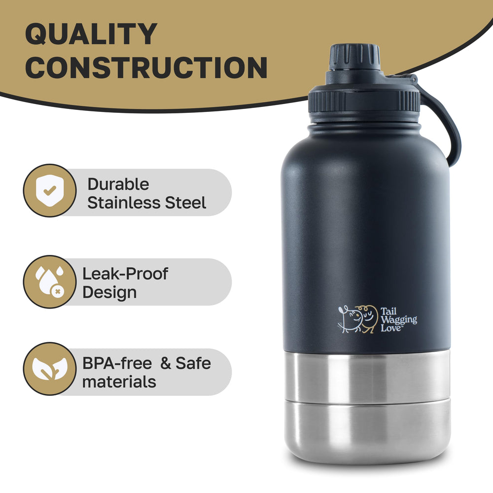 Tail Wagging Love stainless steel body offers durable, temperature-retaining design for hot or cold drinks.