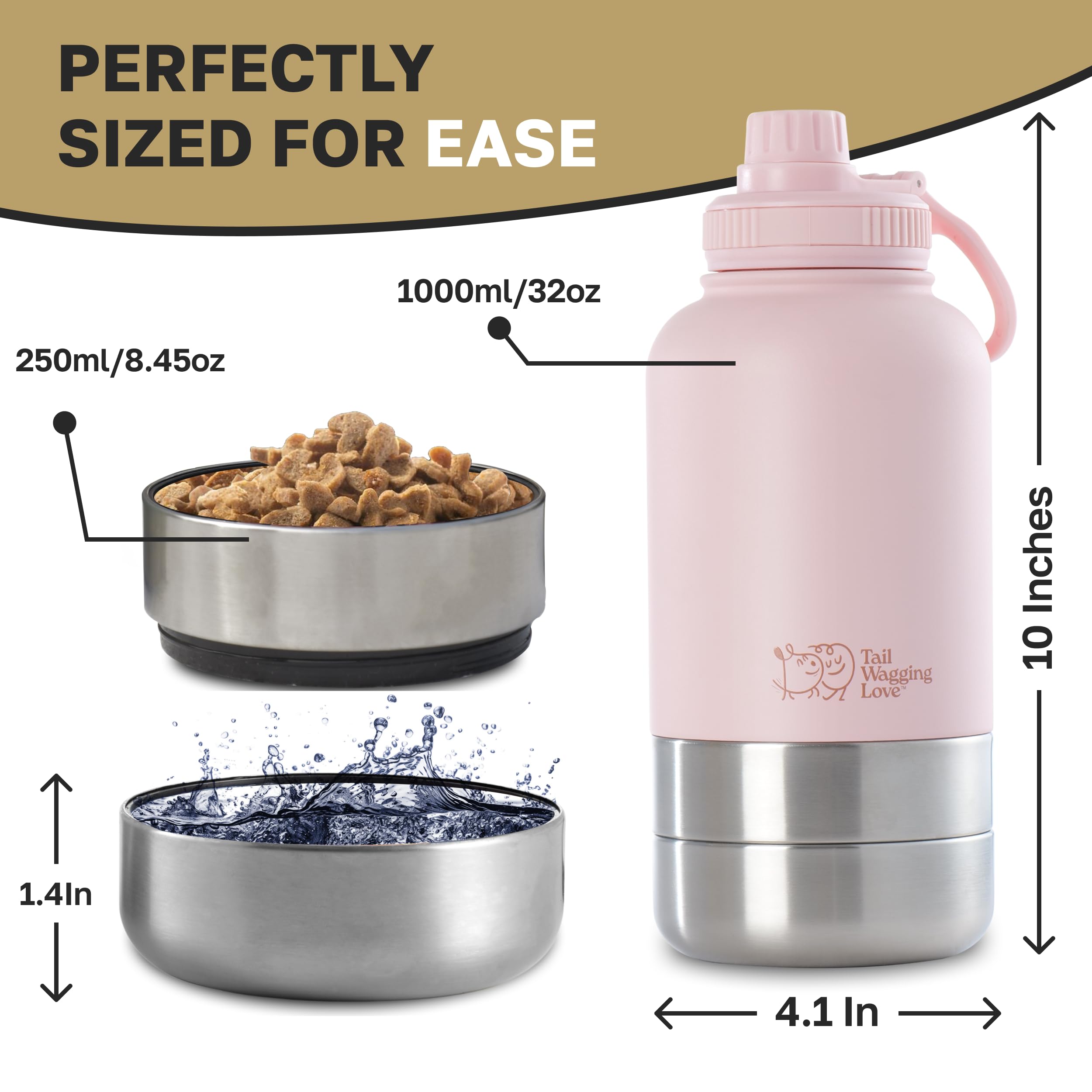Tail Wagging Love 32oz bottle supports shared adventures with pets.