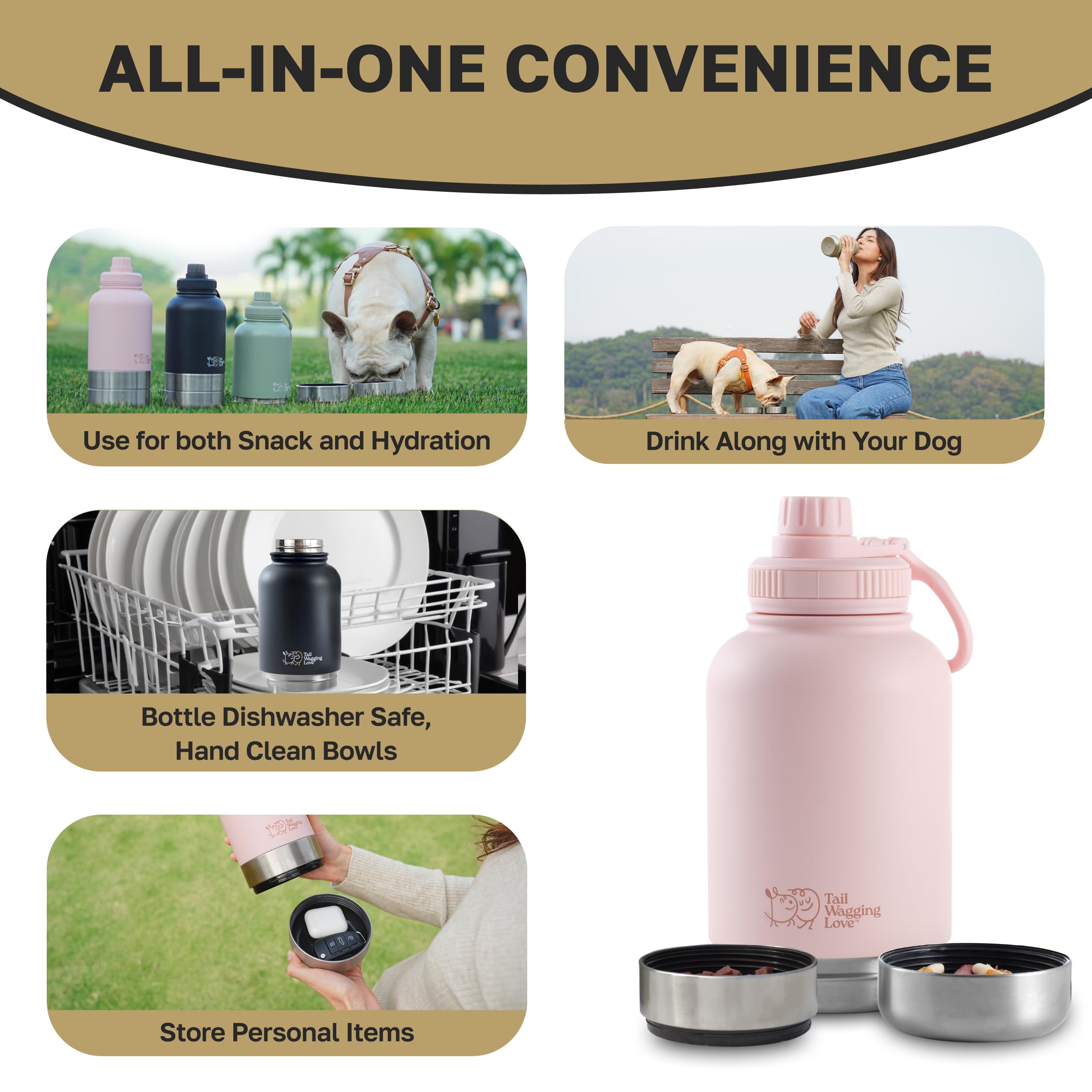 Tail Wagging Love bottle seal demonstrates spill-free versatility during travel.