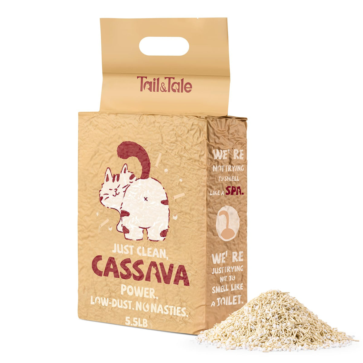 Tail&Tale premium cassava-tofu litter pellets in box for kittens