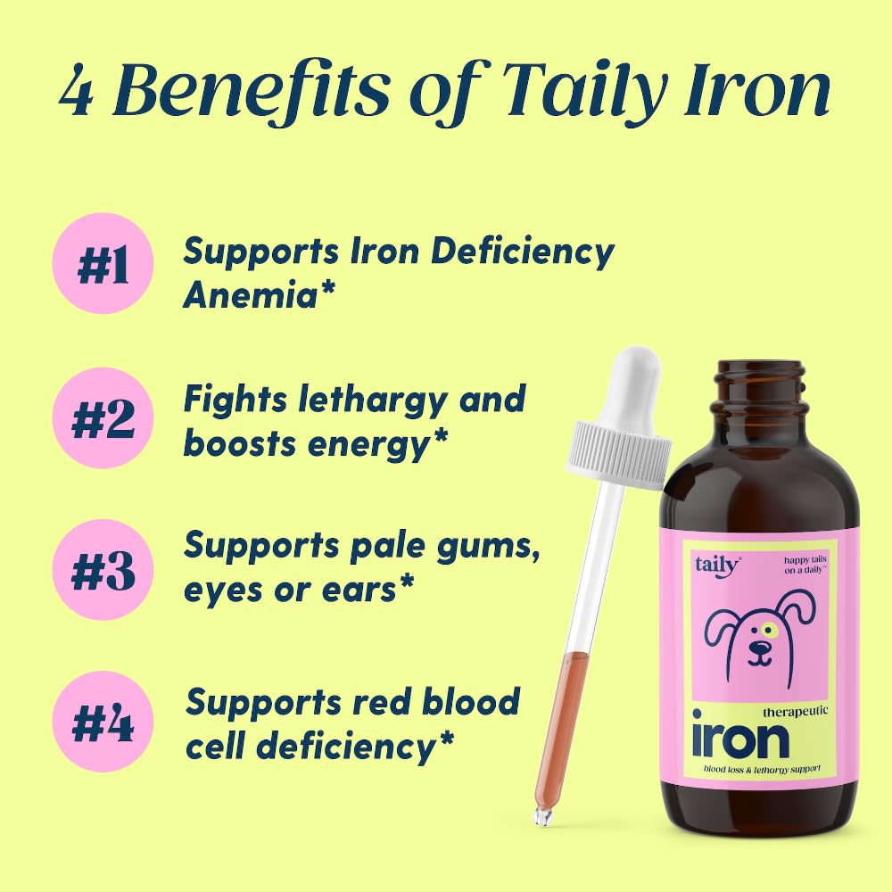 Tailey AminoPets liquid iron label-packaging showcases safe ingredients and USA-made quality.