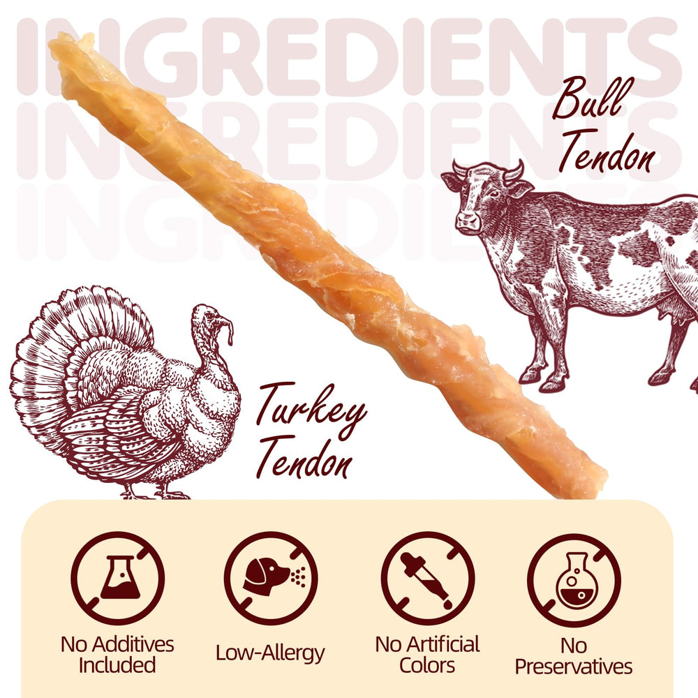 TailParty turkey tendons close-up texture highlights durable chew for powerful chewers