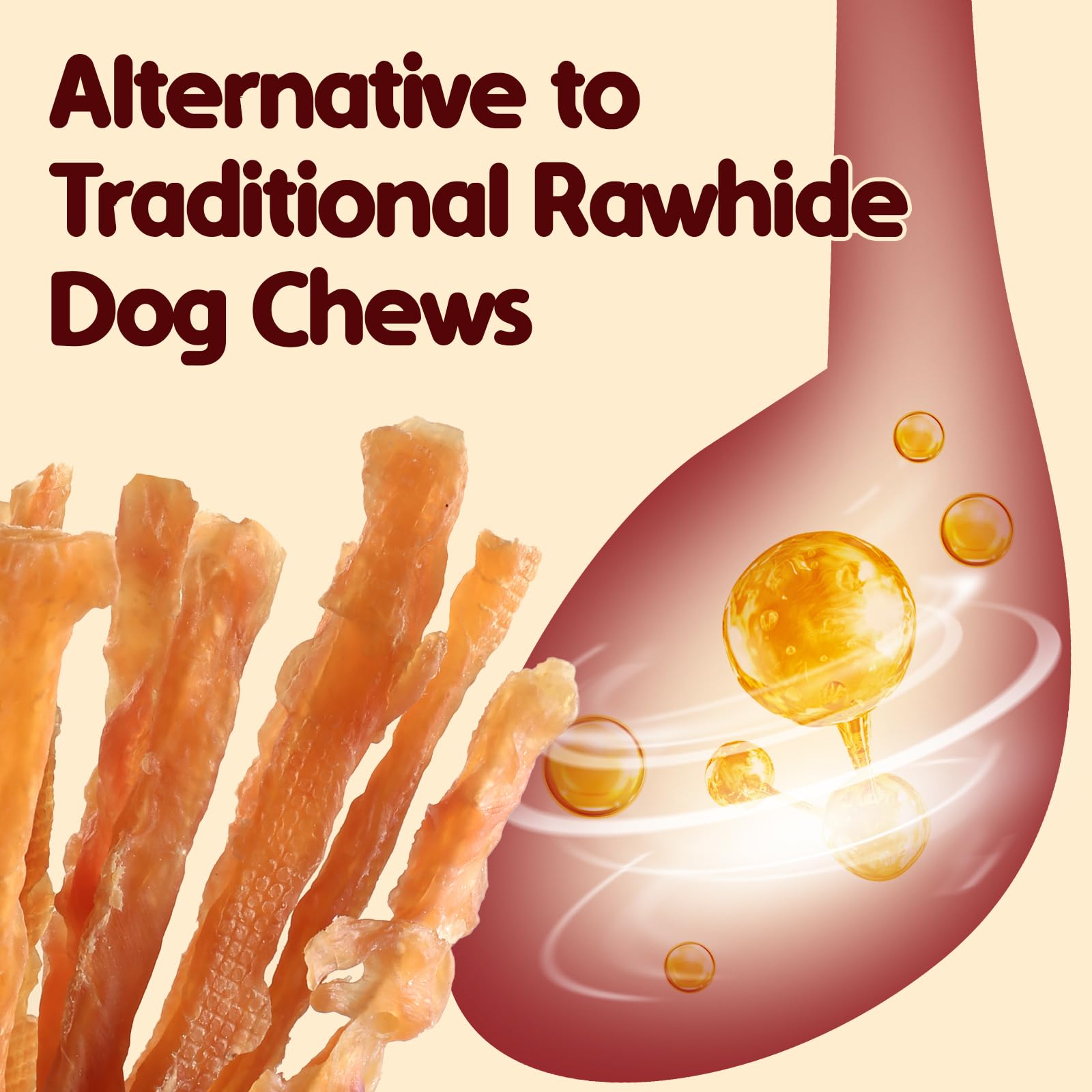 TailParty Turkey Tendons tartar-removal action, gentle abrasion for oral care during chew sessions