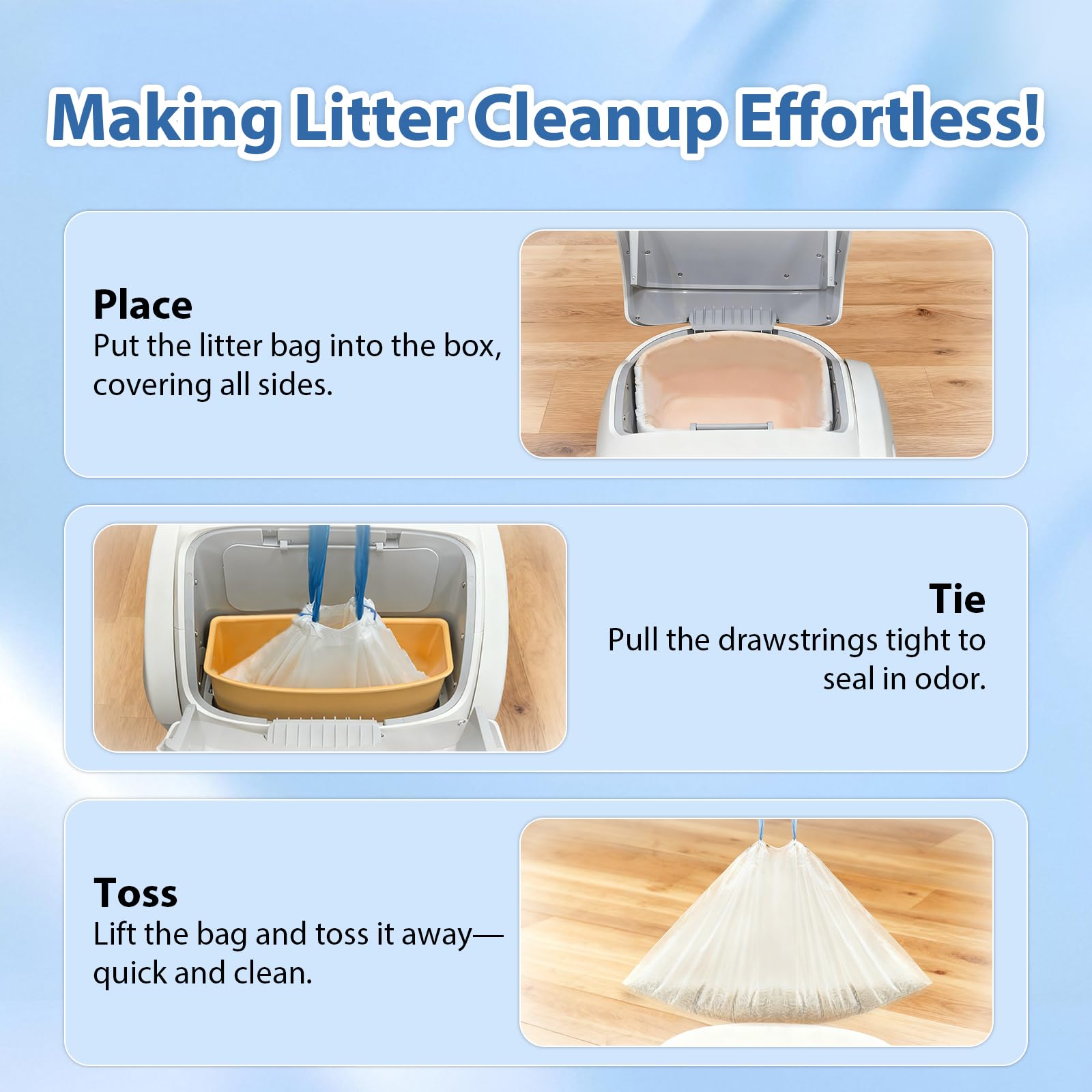 TAILRYTH 21-65-in-x-11-8-in bags fit most automatic litter boxes.