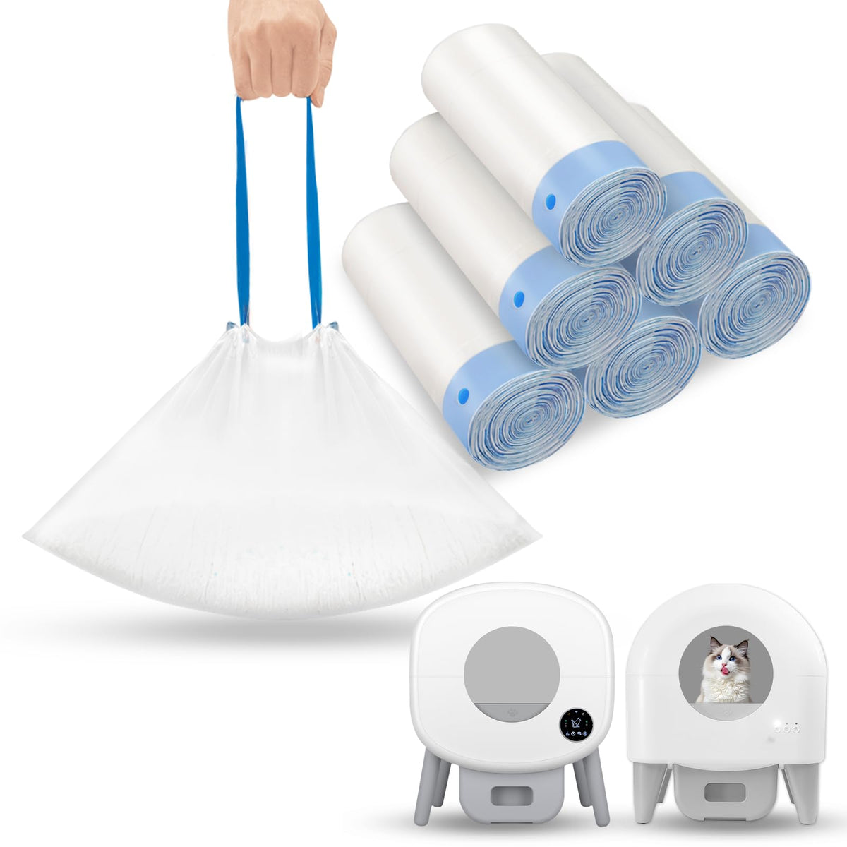 TAILRYTH drawstring closure litter bag for quick sealing and odor control