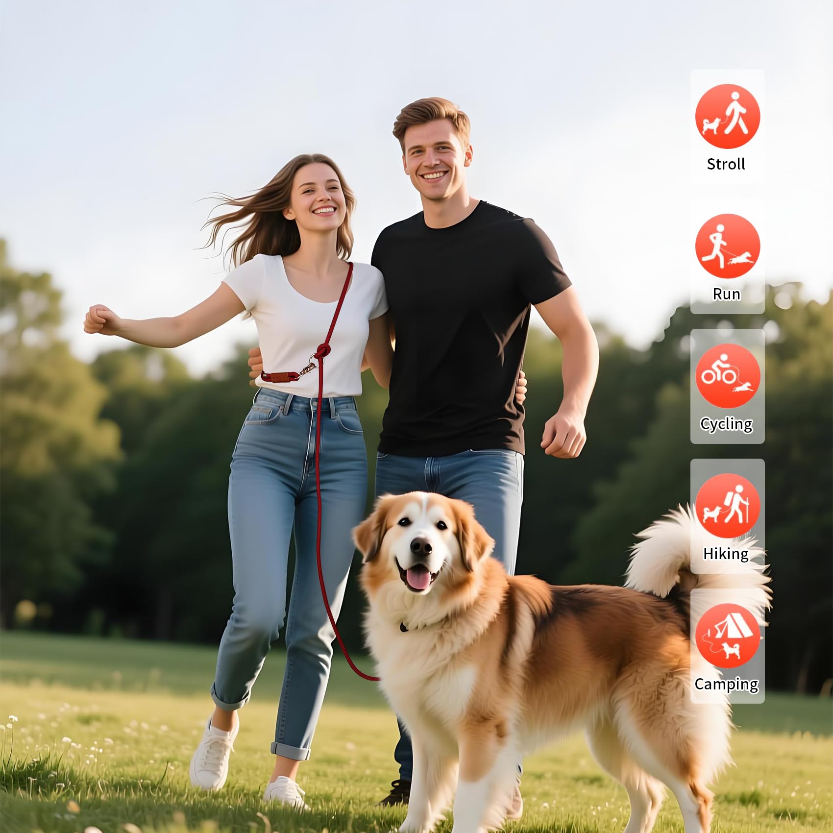 Tails & Tales durable nylon rope resists wear with rustproof hardware.