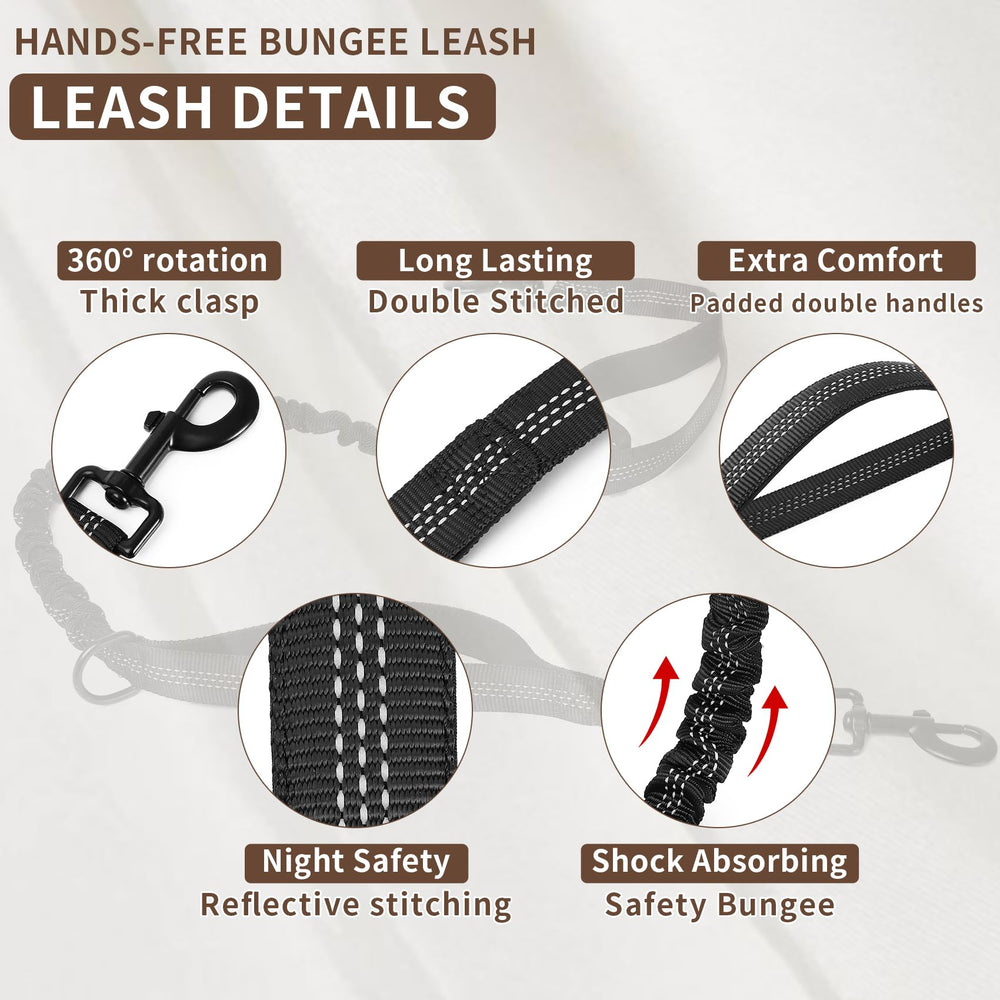 Tails & Tales hands-free leash dual handles provide comfortable control