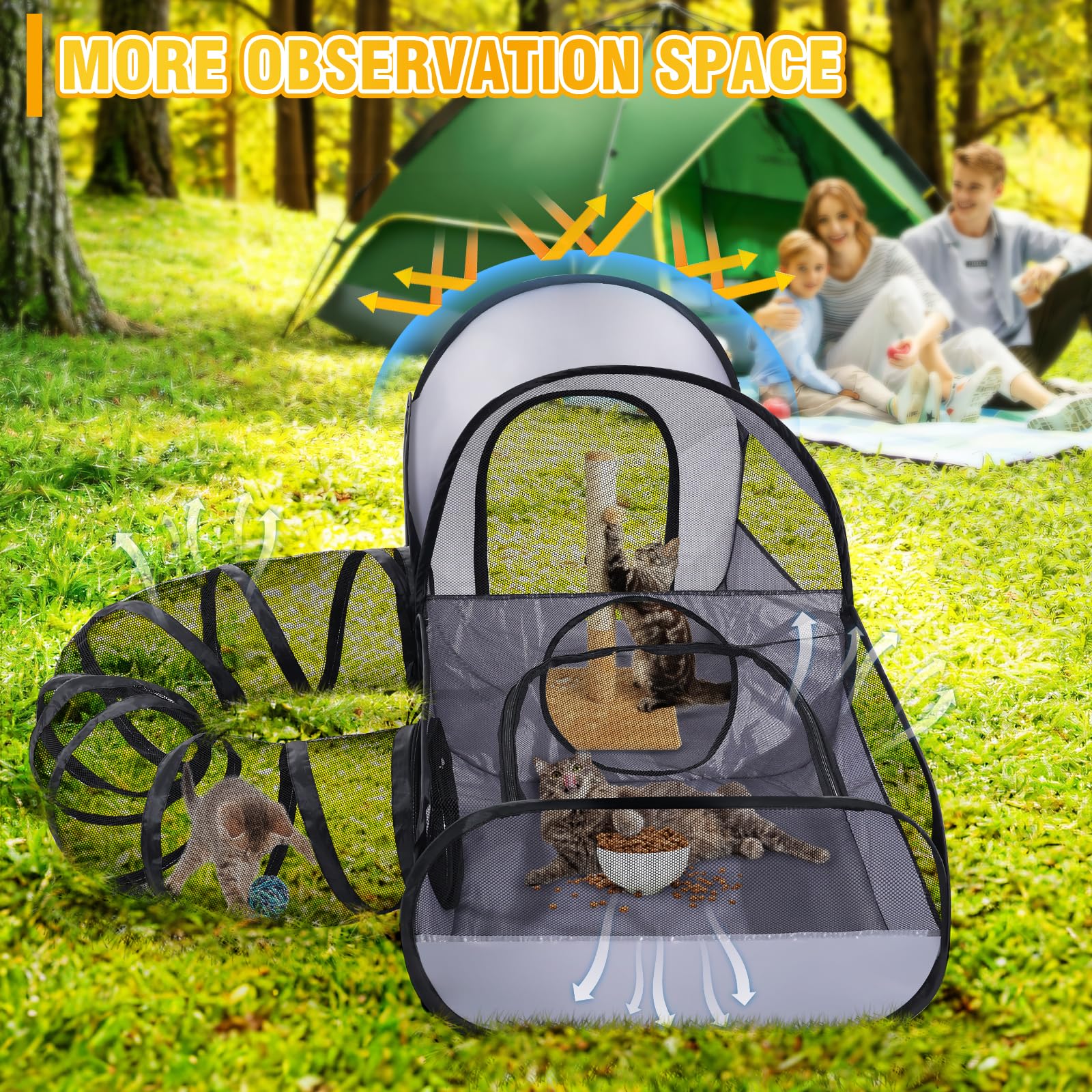 TailTastic cat playpen showing two linked enclosures for play and rest